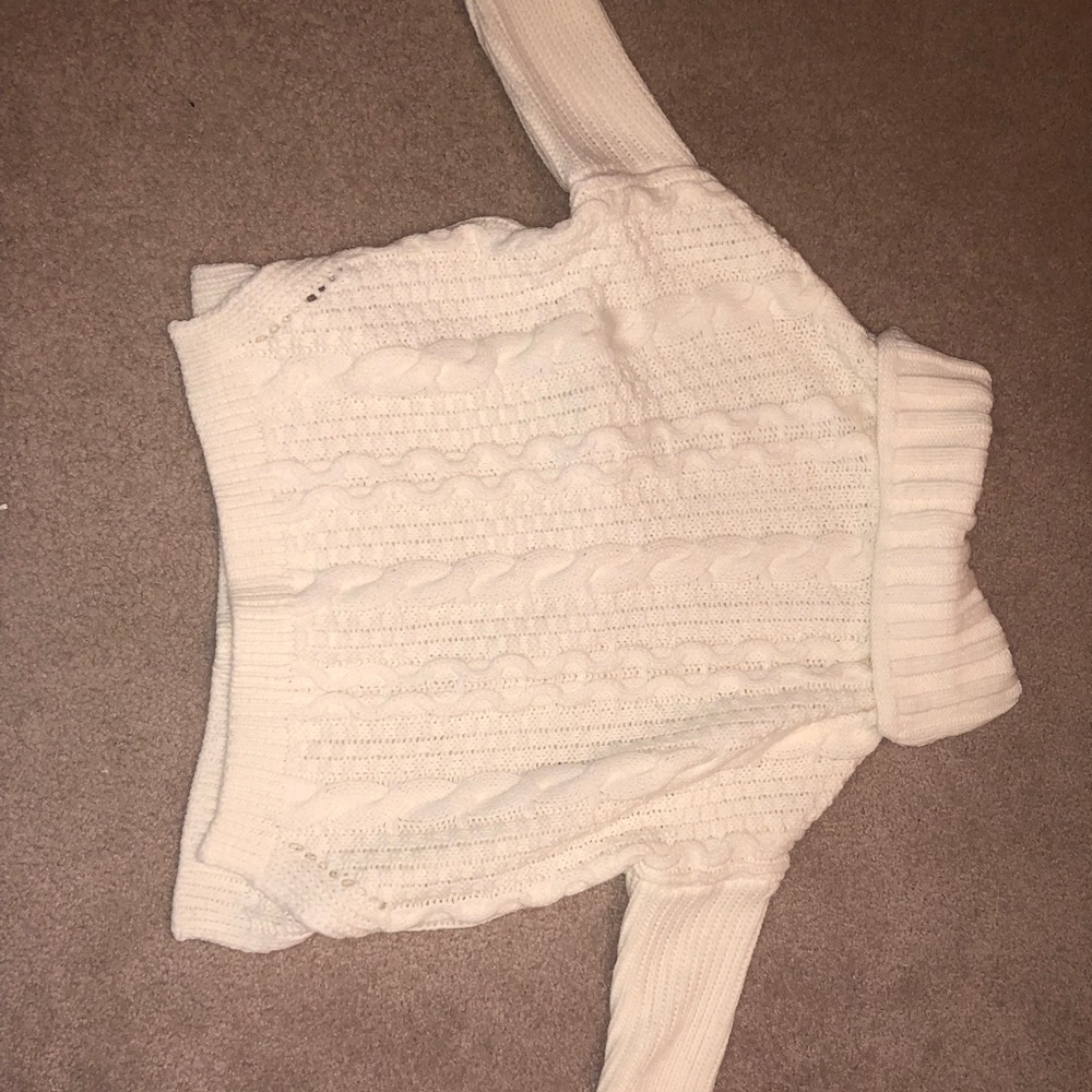 Flowy white mock-neck sweater